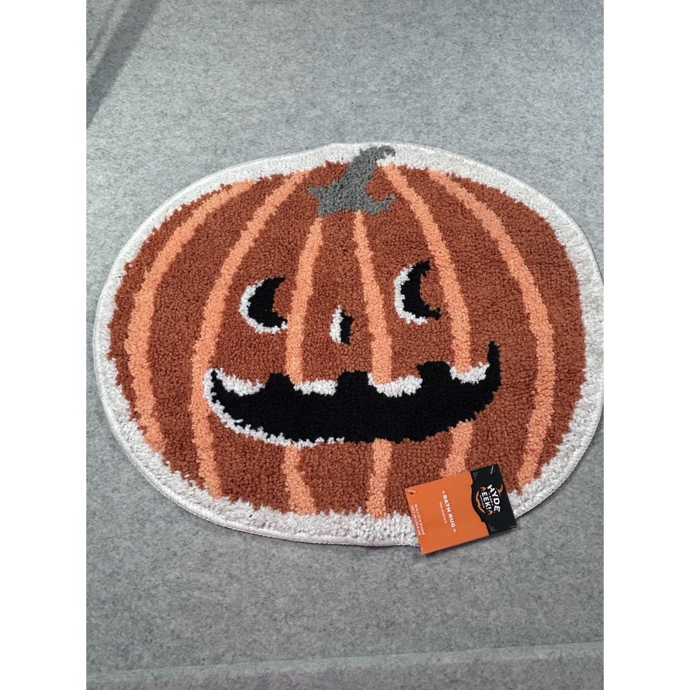 Target Hyde & Eek Halloween Jack O Lantern Pumpkin Bath Rug Mat 18" 22" Bathroom